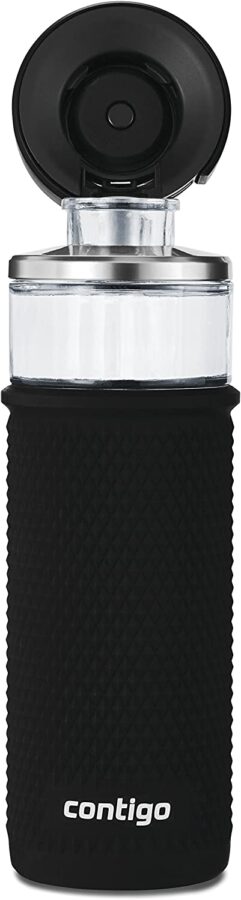 בקבוק מים זכוכית קונטיגו לשתייה קרה וחמה, עם כיסוי סיליקון להגנה לקנייה באמזון