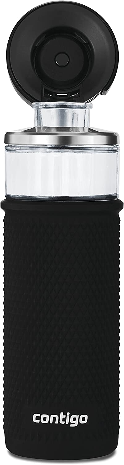 בקבוק מים זכוכית קונטיגו לשתייה קרה וחמה, עם כיסוי סיליקון להגנה לקנייה באמזון