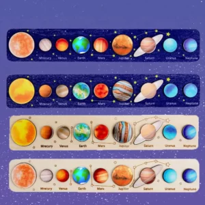 צעצועים מונטסוריים לוח מעץ של מערכת השמש